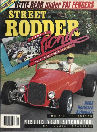 STREET RODDER 1987 JAN - VETTE REAR UNDER FAT FENDERS, ALTERNATOR REBUILD